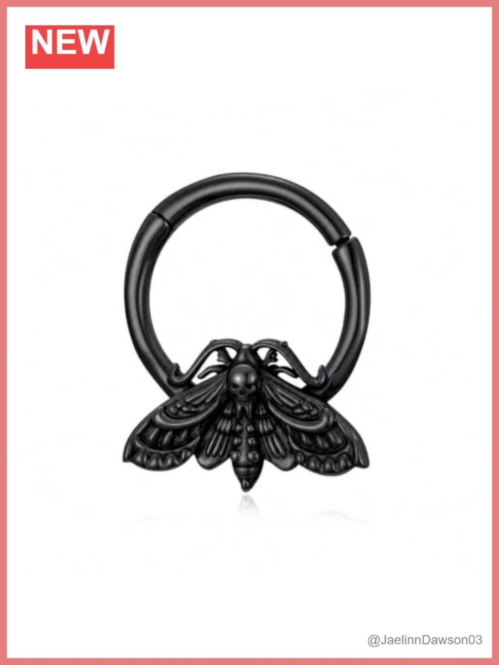 925 Sterling Silver Septum Ring 16G Daith Piercing Jewelry Moth Skull Clicker